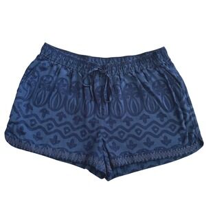 Vineyard Vines Women's Burnout Deep Blue Cotton Blend Bat Pull On Shorts- Large